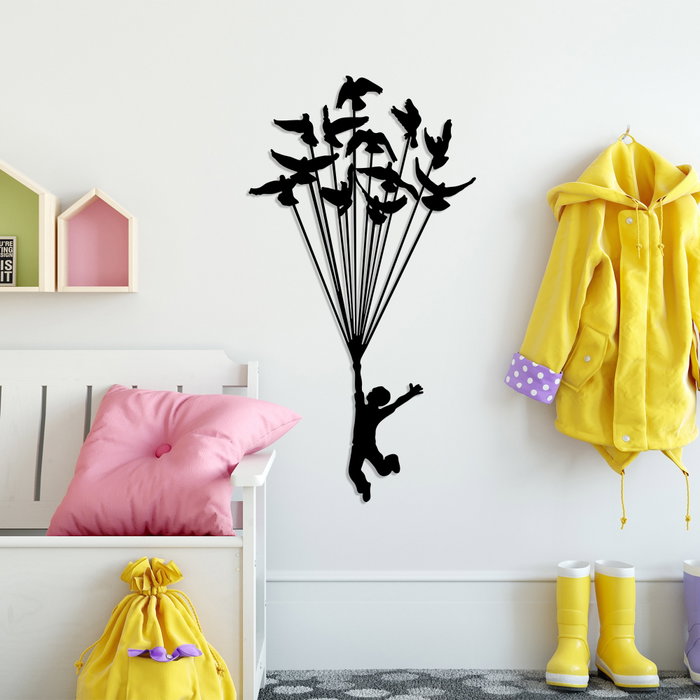 Wallity Flying Boy 3 Escultura de pared en metal negro Wallity Flying Boy 3 Escultura de pared en metal negro